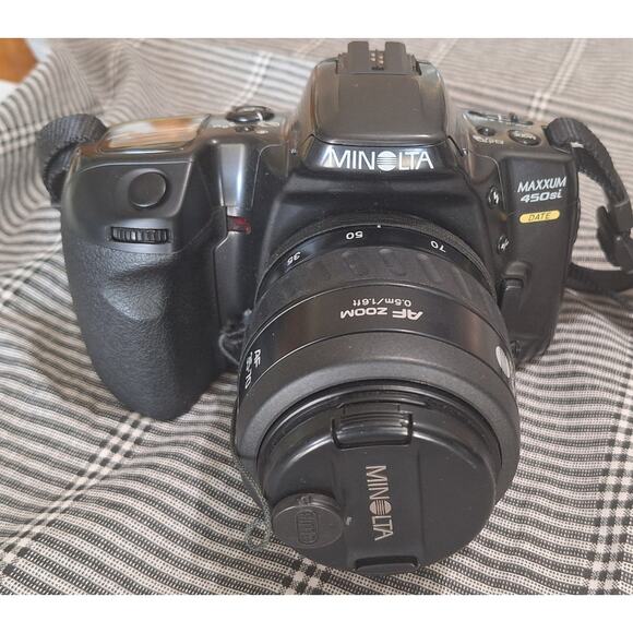 Minolta Maxxum 450si Date 35mm SLR Film Camera w/35-70mm Lens, Bag & New Battery - Picture 3 of 16